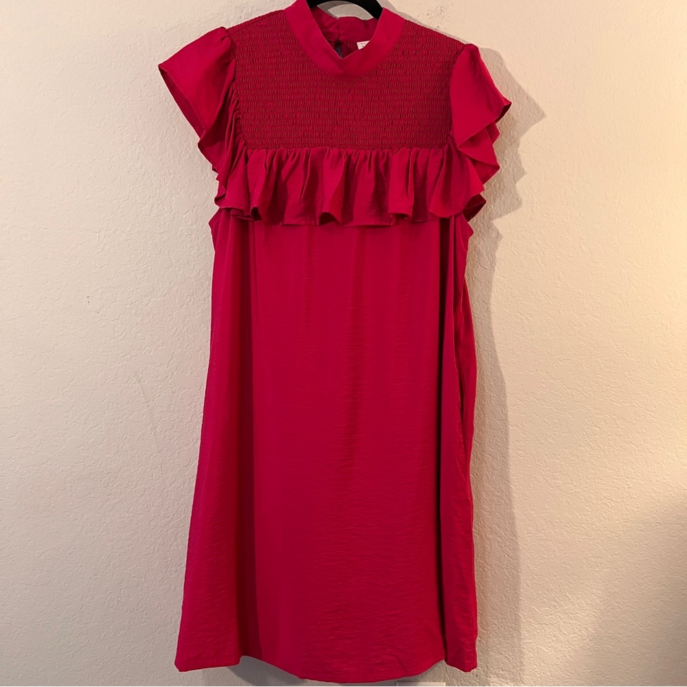 NWT A New Day Pink Smocked Midi Dress Size L